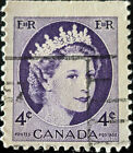 Briefmarke Kanada SG466 1954 4c Queen Elizabeth II gebraucht