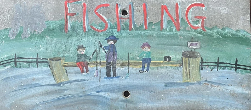 Letrero de pizarra de pesca pintado a mano para papá e hijos pesca (11,5 "x 5") regalo del día del padre Foto 1 de 4