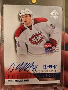 2015-16 SP Authentic Mike McCarron JERSEY # INSCRIBED ROOKIE AUTO 1/1🔥RC #282🔥 - Picture 1 of 2