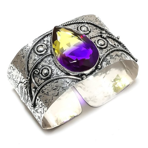 VALENTINO Bracciale in argento sterling 925 con pietre preziose tormalina bicolore regolabile U288