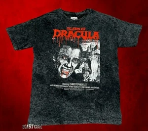 Nueva Camiseta Scars Of Drácula Para Hombre Lavada con Ácido 1970 Vampiro De Colección Retroceso - Imagen 1 de 2