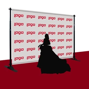 Fondo telescópico ajustable de 8'x10' con soporte para pancarta paso y repetición - Imagen 1 de 19