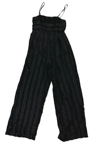 Endless Rose Tonal Striped Sleeveless Women's Wide Leg Jumpsuit M NWT Black - Picture 1 of 1