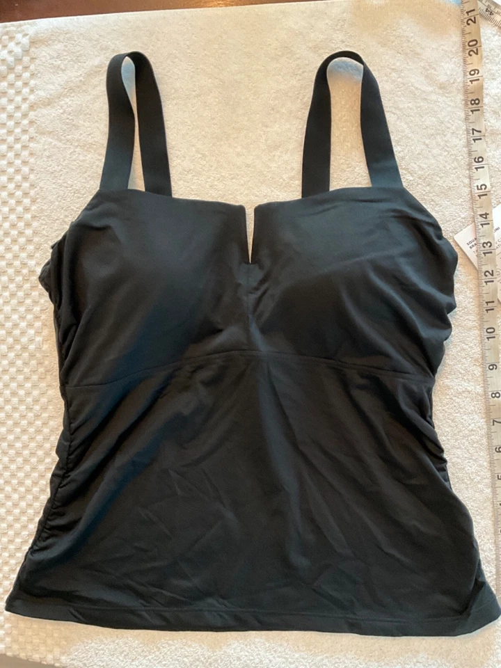 Athleta Size 36B/C SQUARE NECK V BRA CUP TANKINI Black #791354
