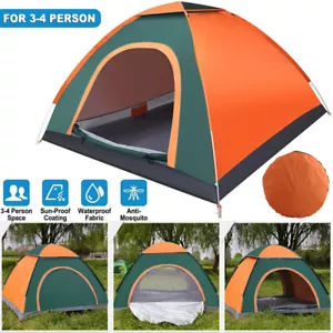 3-4 Man Automatic Pop Up Tent Camping Tent Waterproof Outdoor Hiking Travel Tent - Picture 1 of 24