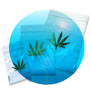 Druckverschlussbeutel Zip Beutel Hanfblatt grün Polybeutel Größen Druck Auswahl - Bild 1 von 3