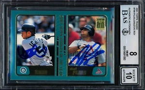 Albert Pujols & Ichiro Suzuki 2001 Topps Traded RC BGS 8 Gem 10 Auto Beckett - Picture 1 of 2