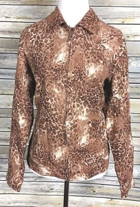 Draper's & Damon's Jacket Women PL Brown Animal Print Long Sleeve Full Zip - Picture 1 of 7