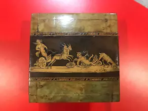 ANTIQUE EARLY 19TH C. ITALIANATE MARQUETRY INLAY BOX W/CHERUBS, CHARIOTS & GOATS - Picture 1 of 8