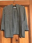 MARKS & SPENCER.  CHARCOAL STRIPY OPEN CARDIGAN WITH SILK & 3/4 SLEEVES. SIZE 8