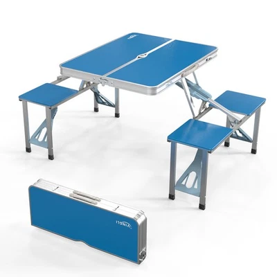 Mesa de picnic plegable portátil de aleación de aluminio con juegos de asientos de silla Foto 1 de 4