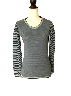 Title Nine Blue Striped Long Sleeve V Neck Pullover Shirt Size XS - Image 1 of 4