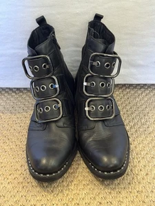 JEFFREY.CAMPBELL/TODD.BUCKLE.BOOTS Stylish Black Buckle Ankle Boots.size 6.5 - Bild 1 von 7