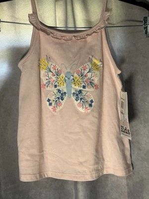 Kids Headquarters Butterfly Floral Top Girls Size 6 Pink Scoop Neck Pullover - Image 1 of 3