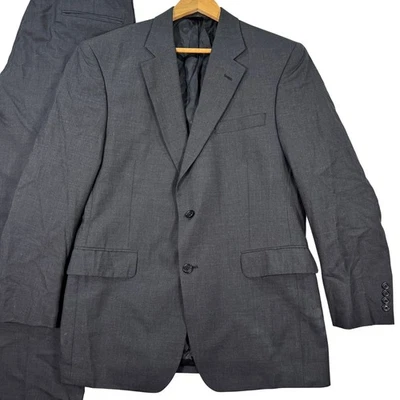 Jos A Bank Men 42R Charcoal Gray 100% Wool Suit Jacket Pants 34x32 Casual Preppy - Image 1 of 4