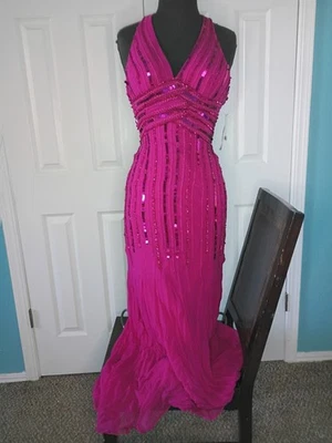 Sean Collection Maxi Fuchsia Dresses Cocktail Dress Prom Dress Size 6 Minor Flaw - Image 1 of 4