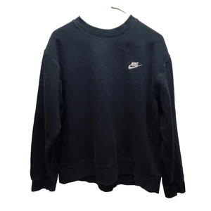 Nike Felpa Uomo Donna Uni Large Nera Girocollo Bianco Logo Manica Lunga - Foto 1 di 6
