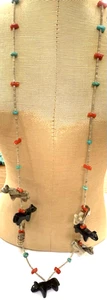 Native American Carved Fetish Necklace w/ Heishi Shell - Picture 1 of 2