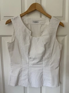 Camicetta canotta Nara Camicie ๐ฎ๐น pintuck bianca italiana cotone elasticizzato *EUC* - Foto 1 di 9