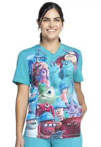 Monsters Inc Cherokee Scrubs Tooniforms Unisex V Neck Top TF714 MCPY - Picture 1 of 5