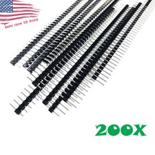 200pcs 40-Pin Male Header 0.1" 2.54mm Breadboard PCB Strip Connectors 200X USA