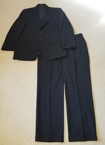 Mens Suit-STAFFORD-navy blue 100% worsted wool 2-button pleated-44R / 38x32 - Picture 1 of 8