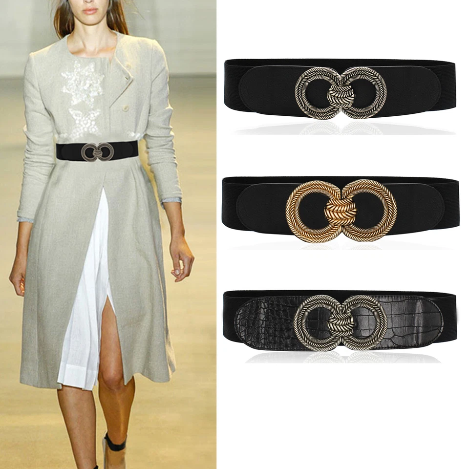 Elastischer Damen Taillengürtel HüftgürtelBreiter Stretchgürtel Retro Gürtl - Bild 1 von 1