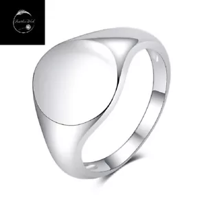 Genuine Sterling Silver 925 Solid Retro Oval Signet Ring | Size F, I, J, L, N, - Picture 1 of 6