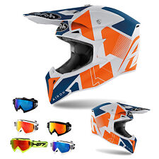 Produktbild - Airoh Crosshelm WRAAP Raze Orange Matt MX Helm + HP7 Brille Motocross Quad Endur