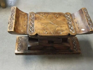 Ashanti African Carved Wood Stool Headrest Ghana Vintage Tribal Art Beautiful  - Picture 1 of 6