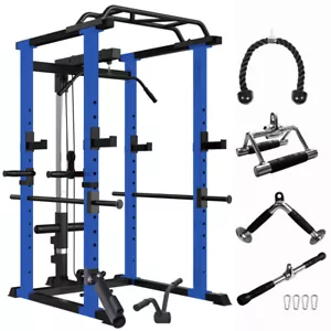Multi-functional Power Cage with Barbell Rack Adjustable Pullup Squat Rack - Picture 1 of 19