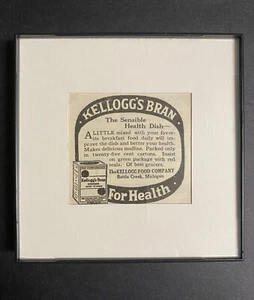 Kelloggs Bran For Health The Kellogg Food Company gerahmt antik 1918 Druck Anzeige - Bild 1 von 2