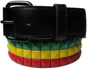 CINTURONES PIRAMIDALES 3 FILAS COLORES RASTA 38MM CINTURÓN TACHONADO D102 - Imagen 1 de 1