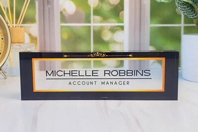Custom Office Decor Personalized Acrylic Plaque Name Plate for Desk CAB22BB - Image 1 of 4