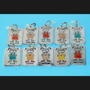 Crafts Teachers Girl Names Tag Kids ID Zipper Pull Silver Color GANZ 10Pc #5 - Picture 1 of 2