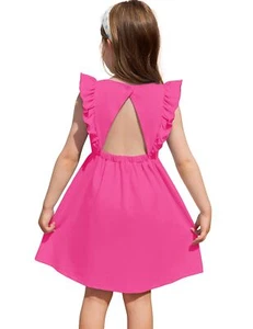 6t Girls Dress Ruffle Sleeve Dress for Girls Summer Baby Girl Backless Dresse... - Picture 1 of 9