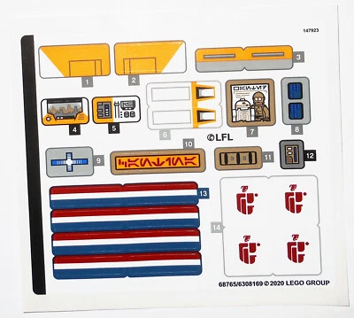 LEGO 75290 Mos Eisley Cantina - NUEVA HOJA DE PEGATINAS SOLAMENTE - SW Master Builder 2020 Foto 1 de 2