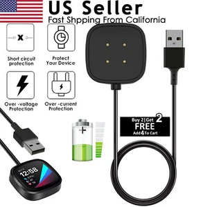 USB Fast Charging Dock Station 3ft Cable Cord Charger for Fitbit Versa 3 / Sense - Picture 1 of 10