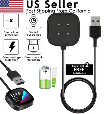 Estación base de carga rápida USB cable cargador de 3 pies para Fitbit Versa 3 / Sense Foto 1 de 4