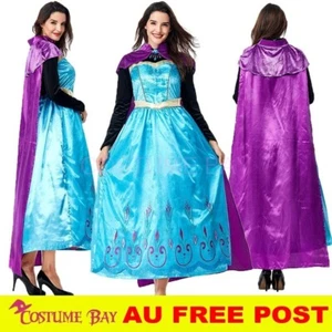 Womens Frozen Elsa Anna Dress Cape Queen Costume Cosplay Book Week AU Halloween - Picture 1 of 45