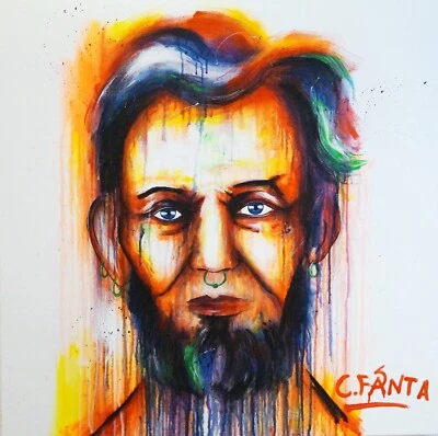 Lincoln GEMÄLDE abstrakt - C. FANTA art Bild portrait Kunst Leinwand MALEREI  - Bild 1 von 4