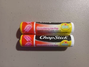 CHAPSTICK STRAWBERRY ICE POP Flavor Lip Balm Lot of 2 New & Sealed HTF - Picture 1 of 2