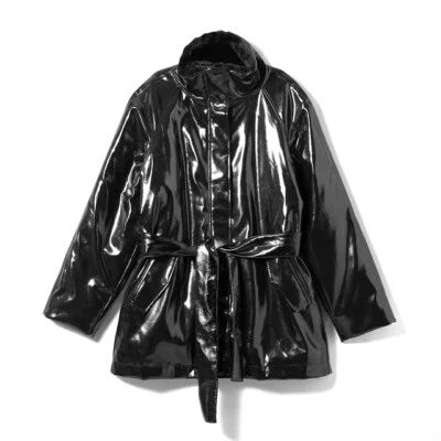 WEEKDAY Vinyljacke 'Rhian Patent Jacket' - schwarz - Kunstfellfutter - XS - Bild 1 von 4