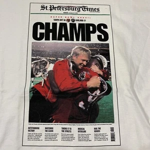 Tampa Bay Buccaneers Vintage Shirt Super Bowl Warren Sapp Newspaper Headline y2k - Picture 1 of 4