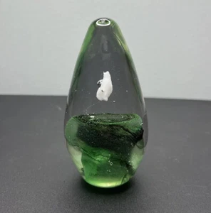 Irish Blarney Glas Sammlerstücke Kunst Ei Briefbeschwerer grün weiß Irland Aufkleber - Bild 1 von 12