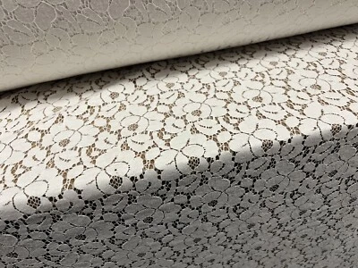 Cotton Lace Dress Fabric, Per Metre - Floral - Ivory - Image 1 of 3