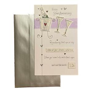 Anniversary Greeting Card for Loved Ones, Family and Friends - Happy Silver Anni