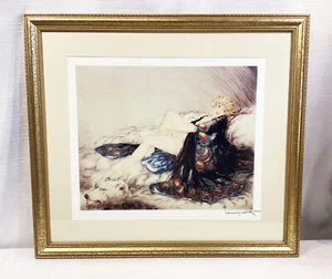 "Bata de seda Louis Icart años 20 decoración trabajo impresión 16""x20""" - Imagen 1 de 5