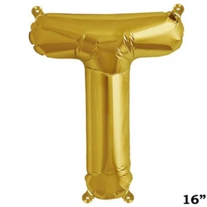 16" GOLD Letter T Mylar Foil Balloon 1 pc Party BackDrop Supply Decorations SALE - Picture 1 of 5