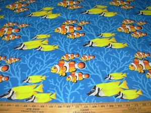 10 YDS PREMIER PRINTS CORAL FISH SEA COTTON DRAPERY UPHOLSTERY FABRIC FOR LESS - Picture 1 of 3
